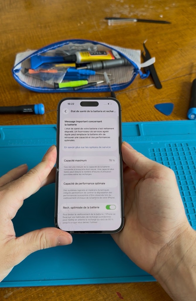 Batterie iPhone dégradée 78% avant remplacement